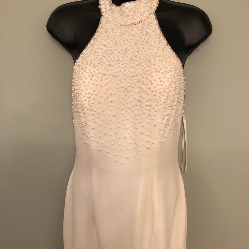 White halter prom dress